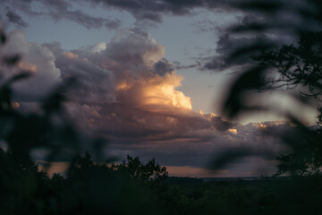 view of dramatic cumulonimbus clouds and thunderstorm sky