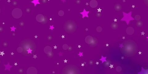 Light Pink vector template with circles, stars. Colorful disks, stars on simple gradient background. Texture for window blinds, curtains.