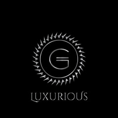 Luxury letter G Circle Logo vector design silver color