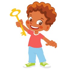 boy holds key