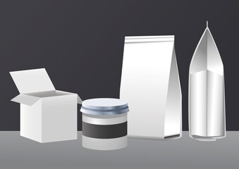 pot and boxes products branding isolated icons