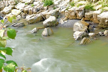 river bed with rocky bottom and banks