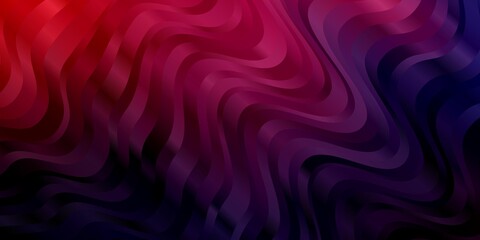 Obraz premium Dark Pink, Blue vector template with wry lines. Illustration in halftone style with gradient curves. Pattern for websites, landing pages.