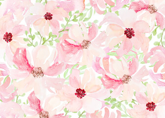 Beautiful pink and blush watercolor flower background