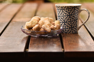 cup of coffee and homemade cookies
