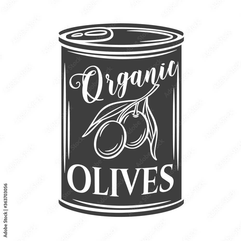 Wall mural Canned olives in tin can - Wall murals