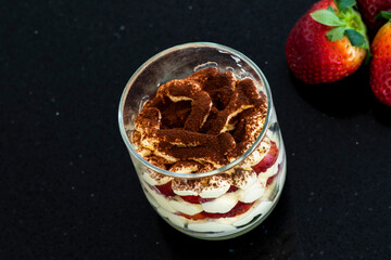 Dessert with fresh strawberry, cream cheese