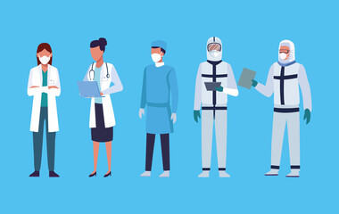 group of doctors staff wearing medical mask