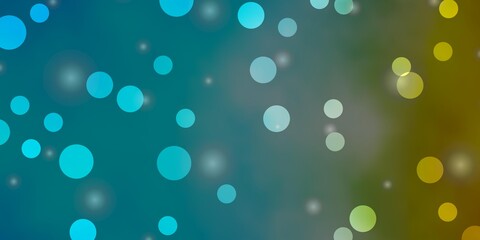Light Blue, Yellow vector layout with circles, stars. Glitter abstract illustration with colorful drops, stars. Pattern for websites.