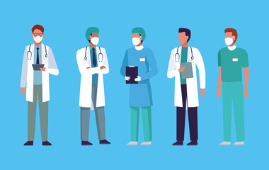 group of doctors staff wearing medical mask