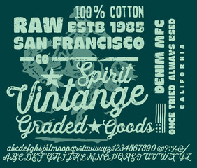 Handwritten calligraphic alphabet for t-shirt or apparel.