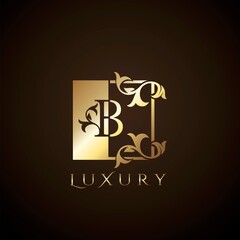 Luxury Logo Letter B Golden Square Vector Design Concept.