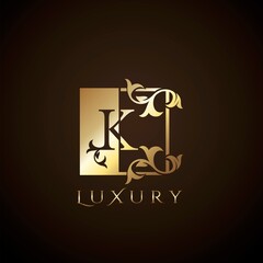 Luxury Logo Letter K Golden Square Vector Design Concept.