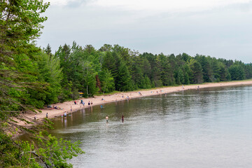 Beautiful Sandy and Rocky Lakeshore of Lake Superior at Big Bay State Park in Madeline Island, Wisconsin