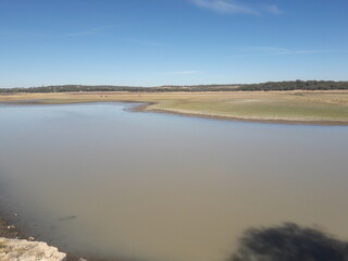 River and lake in dry winter landscape outside San Miguel de Allende Mexico 2020