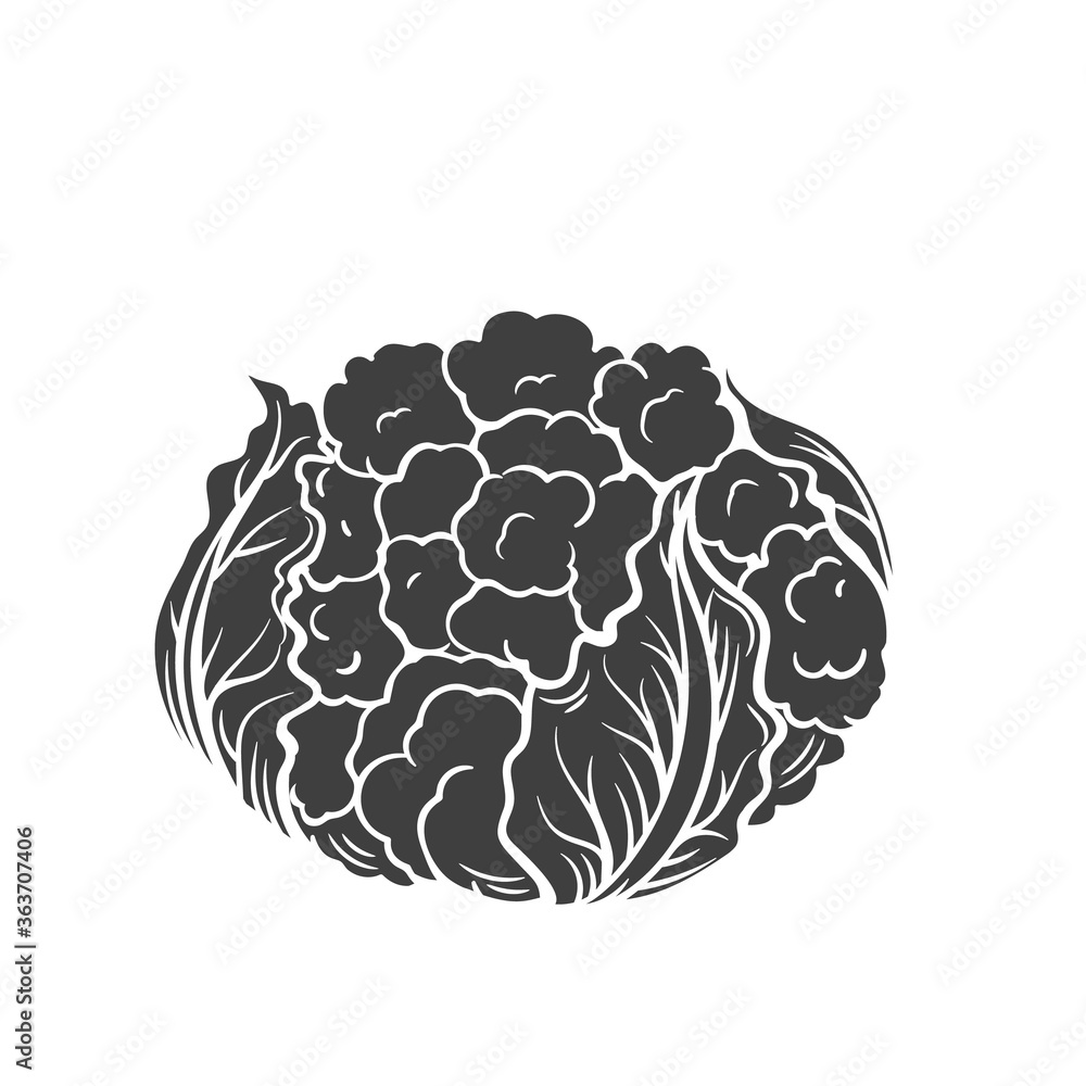 Poster Cauliflower glyph icon. - Posters