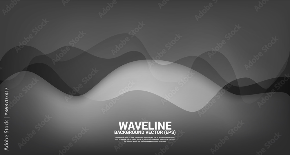 Poster black fluid curve shape background. concept design for flowing futuristic and liquid wave style artw
