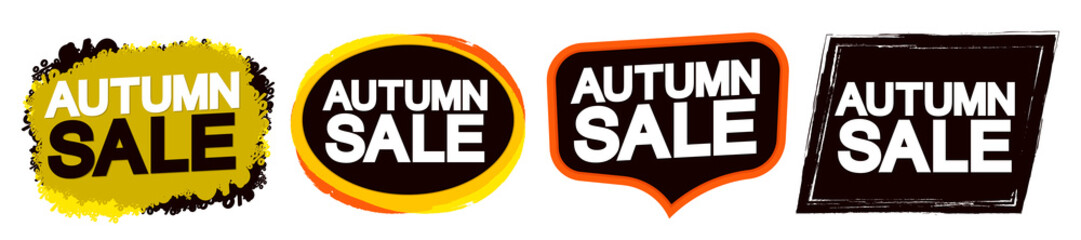 Set Autumn Sale banners, discount tags design template, vector illustration