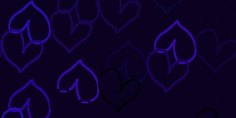 Light Purple vector template with doodle hearts.