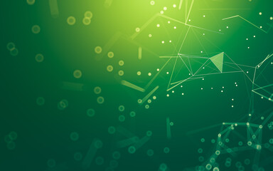 Abstract background. Molecules technology with polygonal shapes, connecting dots and lines. Connection structure. Big data visualization.