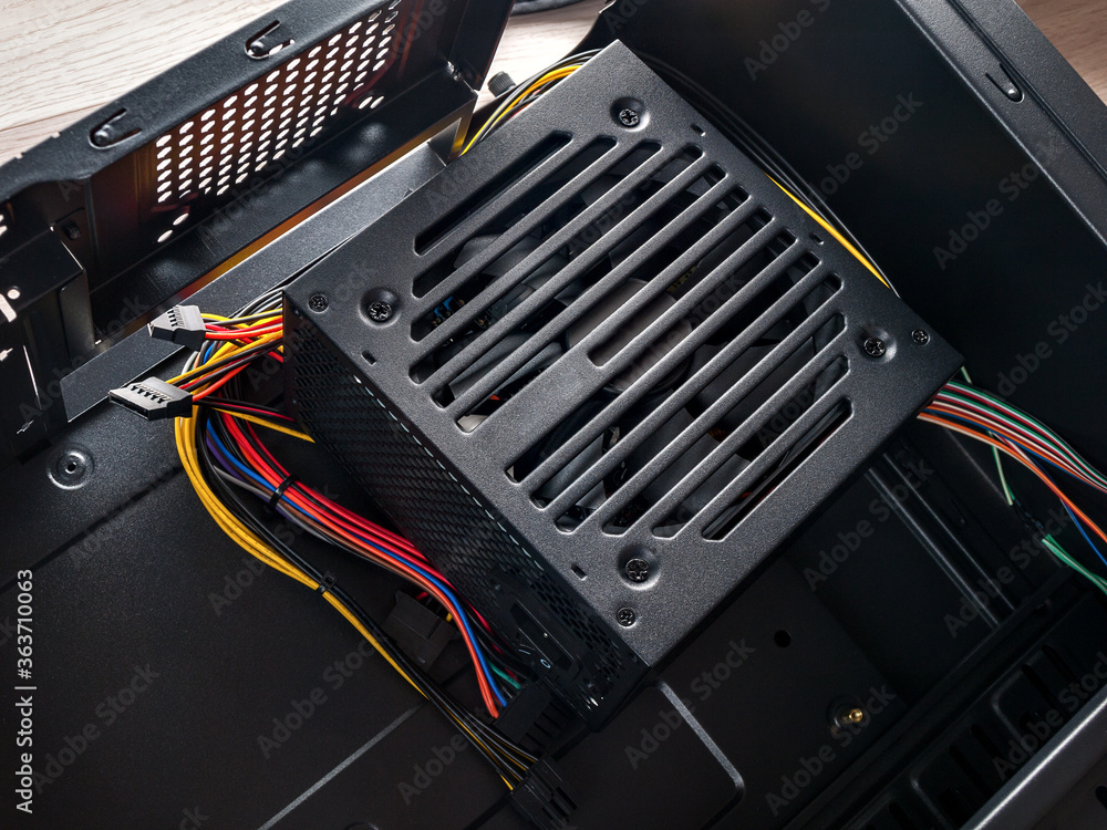 Aufkleber computer part for system unit assembly, power supply for computer close-up, choice of quiet silent r