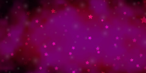 Dark Pink vector template with neon stars. Colorful illustration with abstract gradient stars. Design for your business promotion.