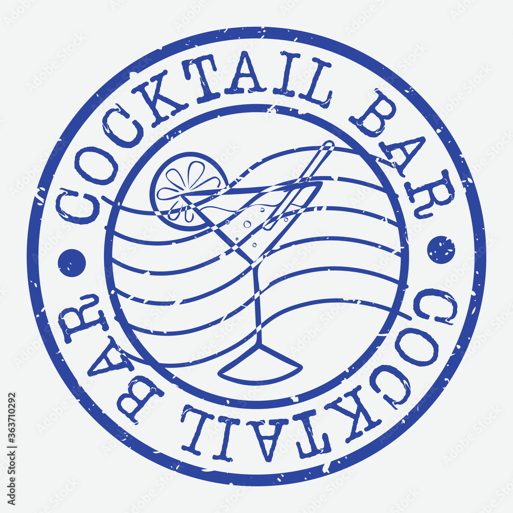 Wall mural cocktail bar stamp. drinks silhouette seal. round design. vector icon. design retro insignia.