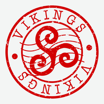 Vikings Stamp. Hot Celtic Silhouette Seal. Round Design. Vector Icon. Design Retro Insignia.