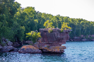 Rocky Shores of the Apostle Islands National Lakeshore Near the Wisconsin Shoreline of Lake Superior