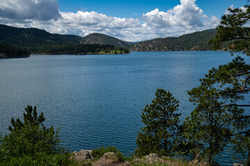 Fototapeta premium Pactola Lake and reservoir in the Black Hills of South Dakota in the summer