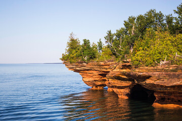 Beautiful Sea Caves on Devil's Island in the Apostle Islands National Lakeshore, Lake Superior, Wisconsin