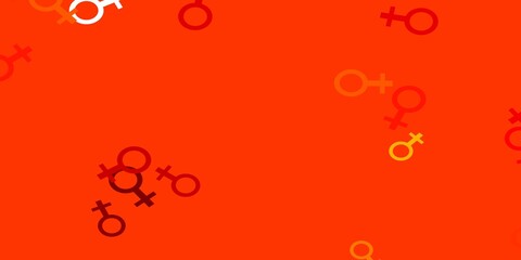 Light Orange vector pattern with feminism elements.