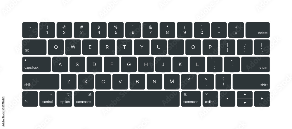 Wall mural black and white keyboard