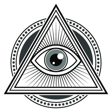 Illuminati Symbol Design. All See Eye Famous Sign. Decorative Logo Conspiracy. 