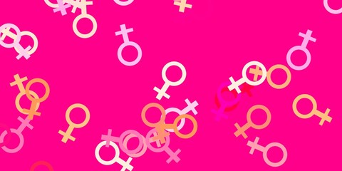 Light Pink vector template with businesswoman signs.