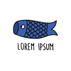 koinobori doodle icon, vector color logo illustration