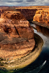 Closer look at the bend on the river - Horseshoe bend, Page, AZ