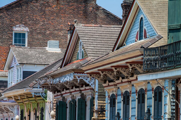 Houses with Decorative Gables, French Quarter, New Orleans, Louisiana, USA