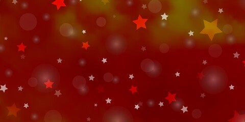 Light Orange vector background with circles, stars. Colorful illustration with gradient dots, stars. Design for textile, fabric, wallpapers.