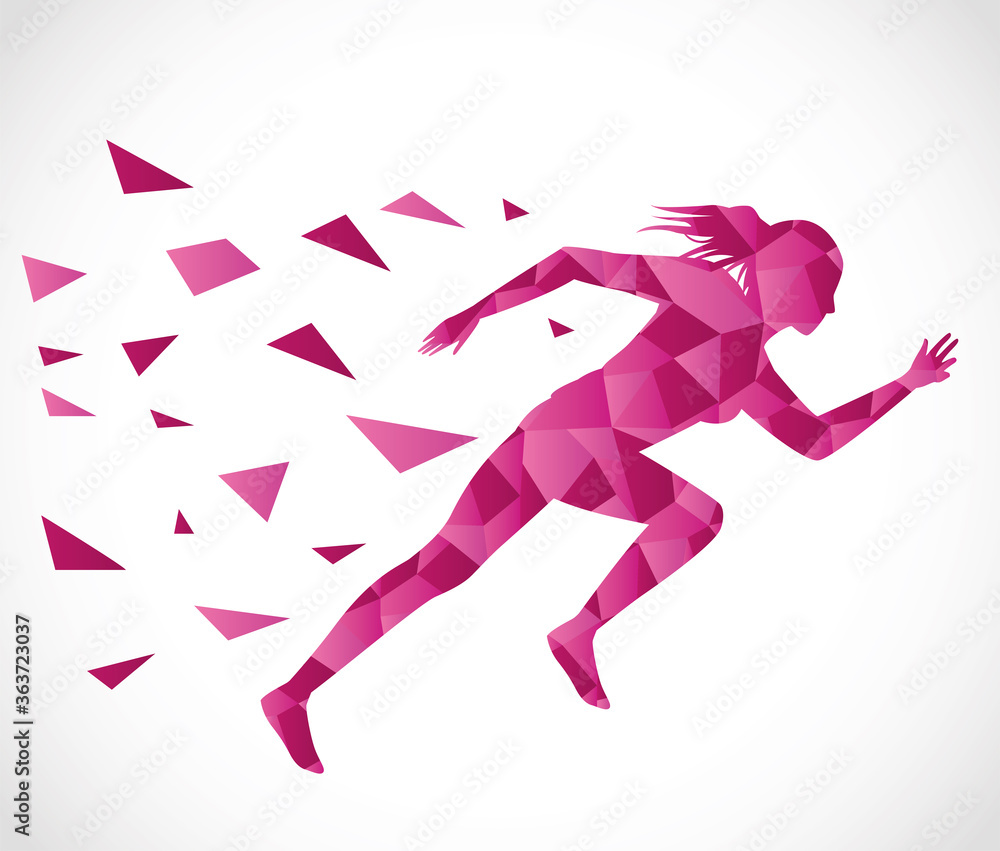 Wall mural silhouette of athletic woman running