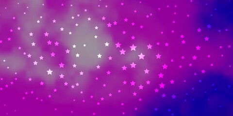 Dark Purple, Pink vector background with small and big stars. Shining colorful illustration with small and big stars. Best design for your ad, poster, banner.