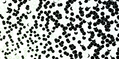 Dark Green vector pattern with spheres. Illustration with set of shining colorful abstract spheres. New template for a brand book.