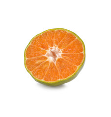 tangerine or mandarin fruit with leaves isolated on white background