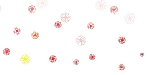 Light red, yellow vector doodle template with flowers.