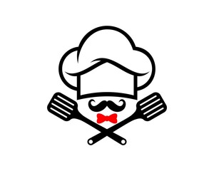 Spatula crossed with chef hat above