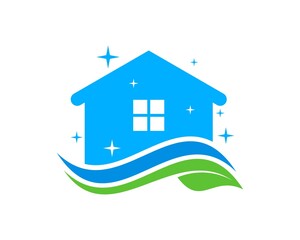 Clean home with green leaf underneath