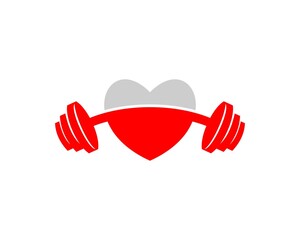 Red and silver love with barbell