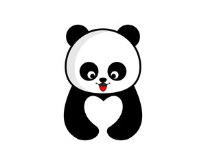 Cute panda with heart hug hug heart