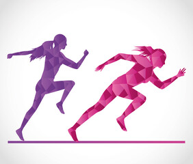 Fototapeta na wymiar silhouettes of athletic women running
