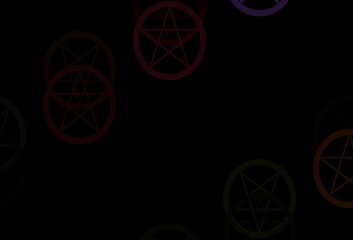 Dark Pink, Yellow vector backdrop with mystery symbols.